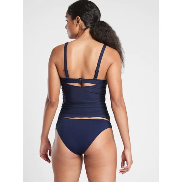 Athleta 32D DD navy blue Square Neck Bra Cup Tankini top swim bathing suit slim - Picture 3 of 5
